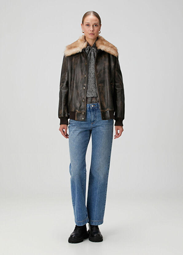 Dolce&Gabbana Kahverengi Deri Ceket - 2