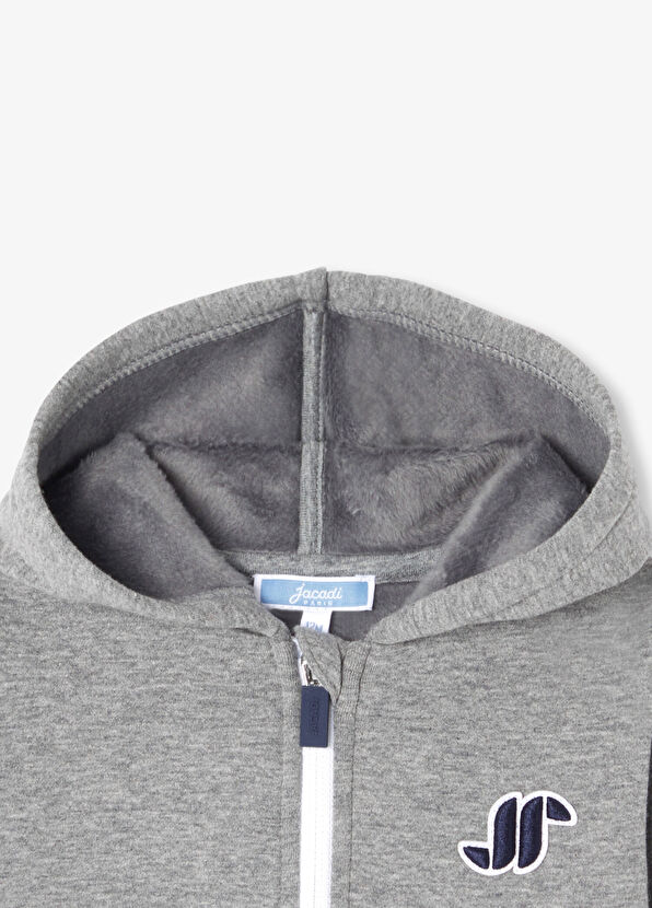 Jacadi Paris Gri Polar Fermuarlı Kapüşonlu Erkek Bebek Sweatshirt - 3