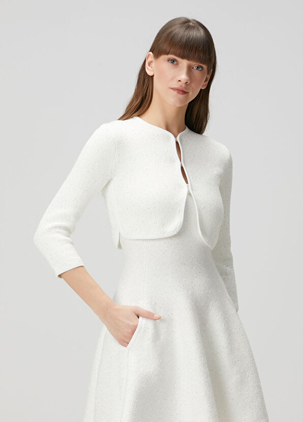 Maje Beyaz Payetli Triko Hırka - 1