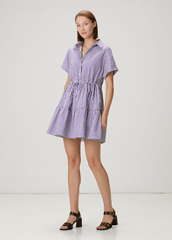Beymen Club Purple Striped Mini Shirt Dress - 2