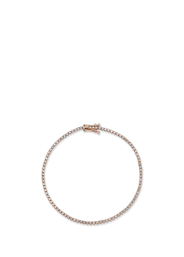 Reis Kuyumculuk Su Yolu 14 Ayar Kadın Rose Altın Pırlanta Bileklik - 1