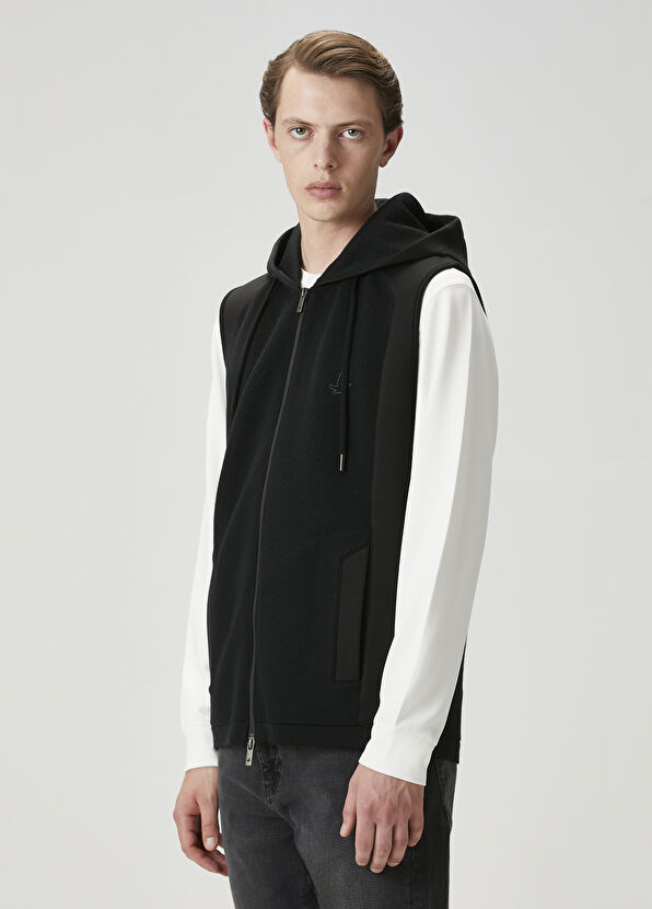 Beymen Club Siyah Kapüşonlu Triko Yelek - 4