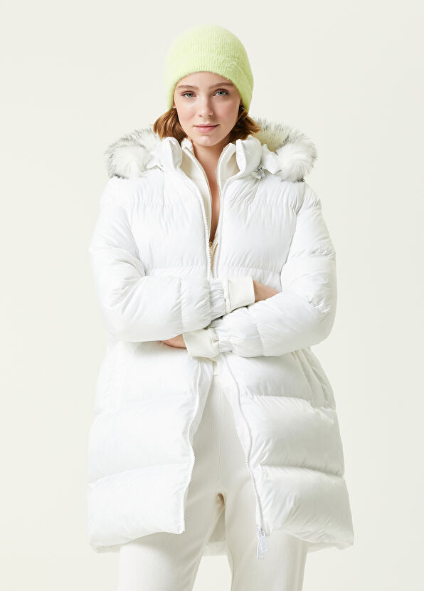 Beymen Club Beyaz Kapüşonlu Uzun Puff Mont - 2