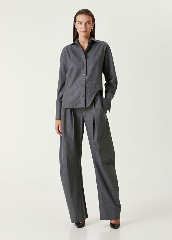 The Attico Gri Pile Detaylı Yün Pantolon - 1