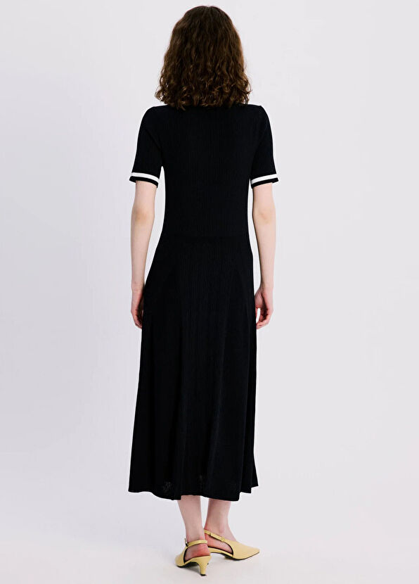 Atelier38 St Tropez Navy Blue Short Sleeve Women's Midi Dress - 2