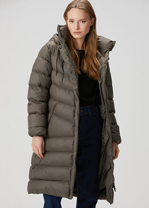 Beymen Club Dark Khaki Hood Long Coat - 1