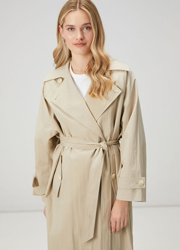 Beymen Club Papertouch Oversize Beige Overcoat - 2