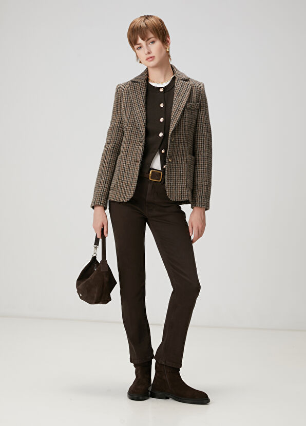 Beymen Club Koyu Kahverengi Yün Triko Hırka - 2