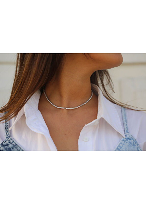 Reis Kuyumculuk Su Yolu 14 Ayar Beyaz Altın Kadın Choker - 2