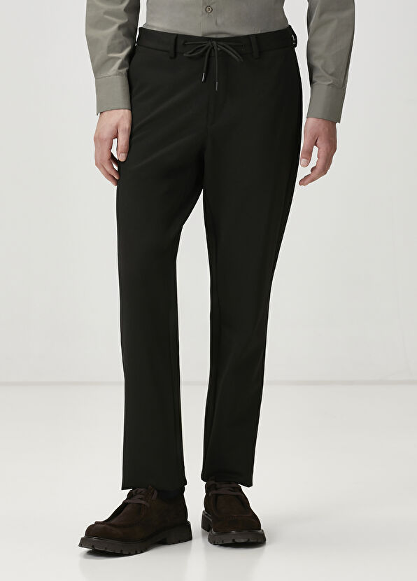 Beymen Club Siyah Beli Kordonlu Örme Chino Pantolon - 2