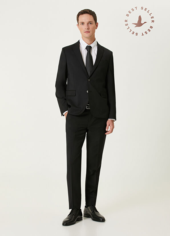 Beymen Club Drop 6 Siyah Klasik İnce Yün Takım Elbise - 1