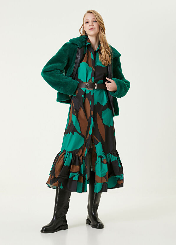 Beymen Club Yeşil Desenli Midi Gömlek Elbise - 2