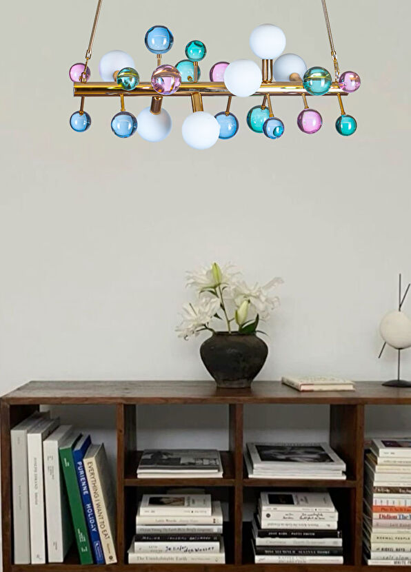 Dimlighting Design Bubble Metal Glass Detailed Horizontal Pendant Chandelier - 2