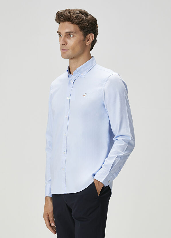 Beymen Club Slim Fit Light Blue Oxford Shirt - 4