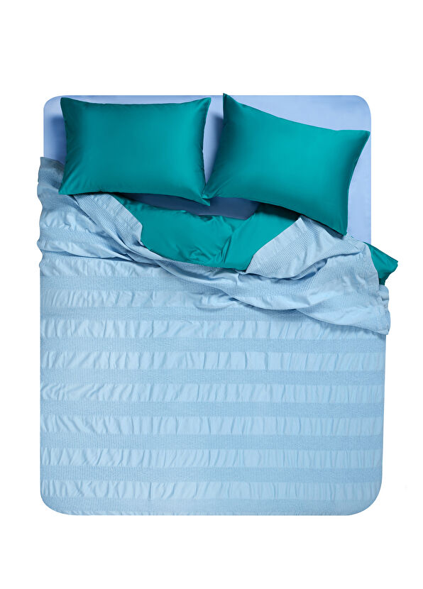 Zsa Zsa Zsu Braga Blue Cotton Waffle King Pique 240 x 220 cm - 2