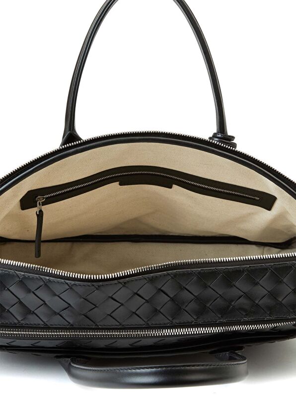 Siyah Örgü Dokulu Deri Evrak Çantası - Görsel 5