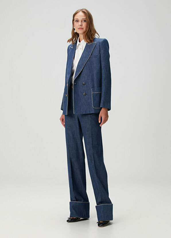 Lacivert Denim Ceket - Görsel 3