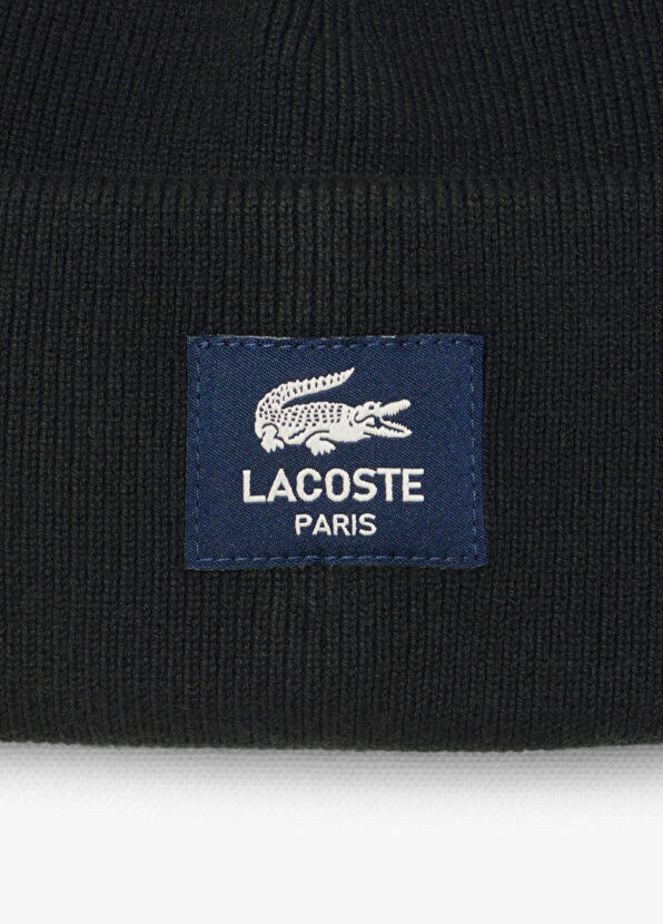 Lacoste Black Cotton Unisex Beanie - 4