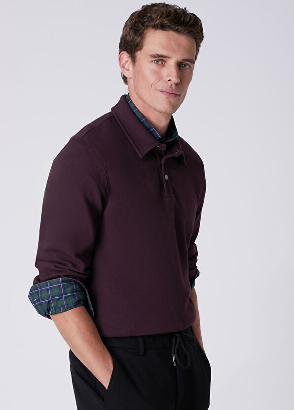 Beymen Club Comfort Fit Plum Polo Diagonal Sweatshirt - 2