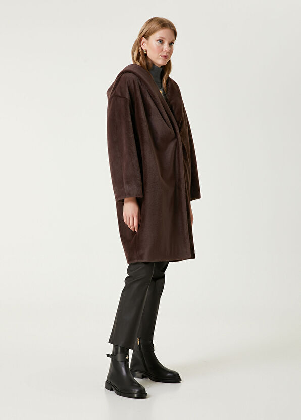 Beymen Club Kahverengi Kapüşonlu Suni Kürk Kaban - 4