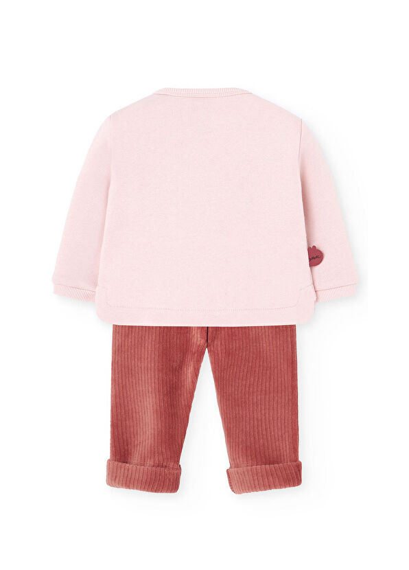 Boboli Pink Bunny Print Long Sleeve Top and Knitwear Pants Baby Girl Set of 2 - 2