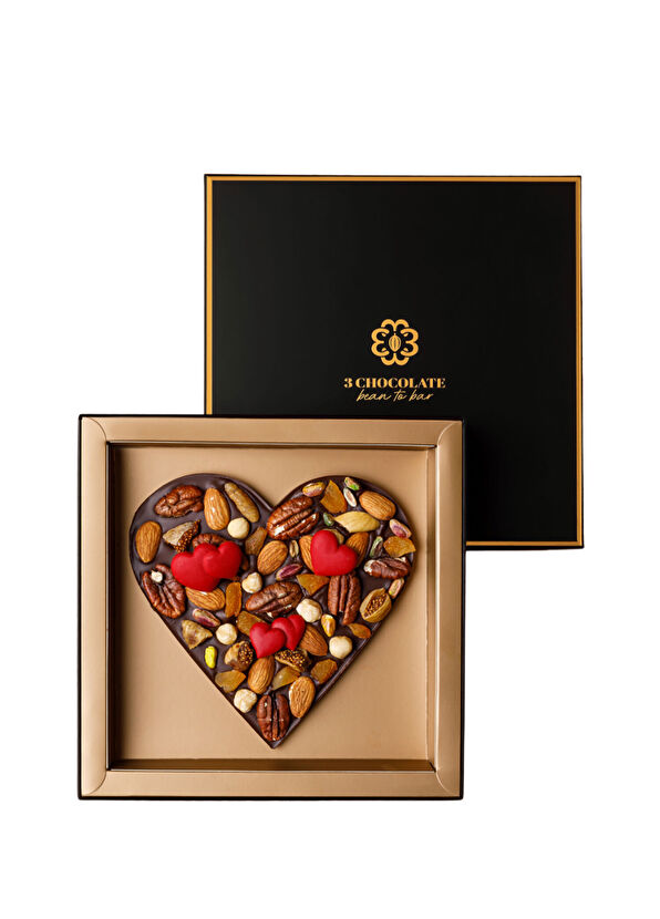 3CHOCOLATE Kuruyemişli Aşk Bitter Çikolata Kutusu 268 gr - 1