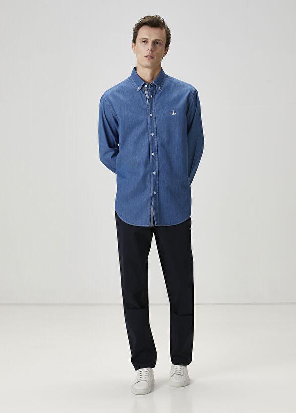 Beymen Club Regular Fit Lacivert Twill Dokulu Chino Pantolon - 1