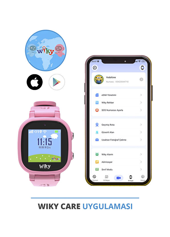 Wiky Watch Pembe 5E eSim'li Görüntülü ve Sesli Arama Akıllı Çocuk Saati  - 3