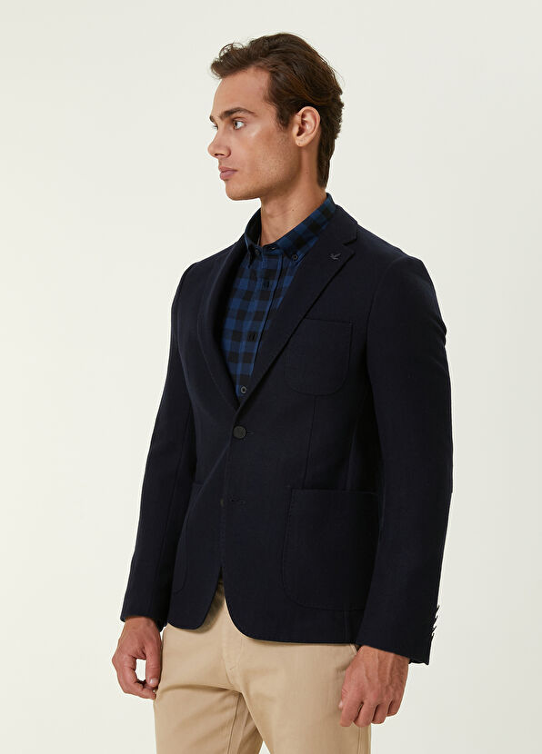 Beymen Club Drop 6 Navy Cashmere Wool Blazer - 3