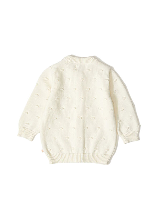 Patique Kids Ekru Baloncuk Desenli Organik Pamuk Triko Kız Bebek Hırka - 2