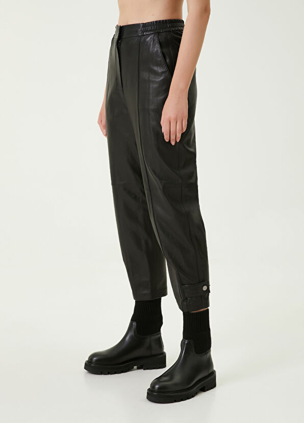 Beymen Club Siyah Apoletli Deri Pantolon - 2