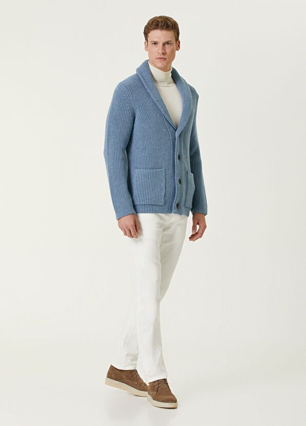 Beymen Collection Mavi Yün Triko Hırka - 3