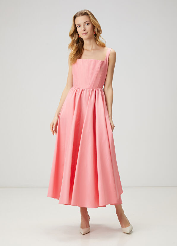 Beymen Club Pembe Maksi Tafta Elbise - 1