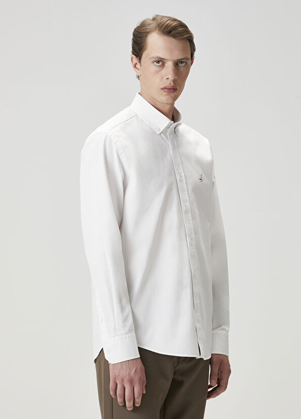 Comfort Fit Beyaz Gabardin Dokulu Gömlek Beymen Club Comfort Fit Beyaz Gabardin Dokulu Gömlek - 3
