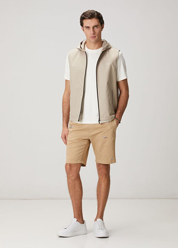 Beymen Club Beige Hooded Leather Piping Vest - 3