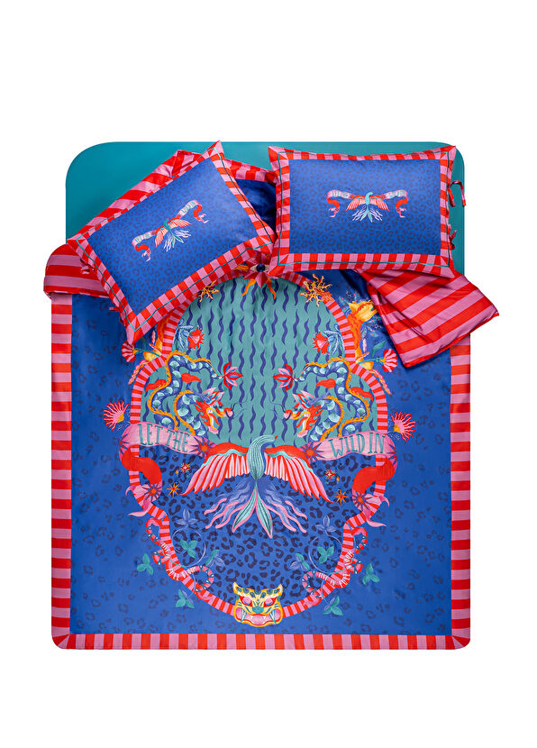 Zsa Zsa Zsu Lahor Mavi Pamuk Saten Nevresim Seti - 1