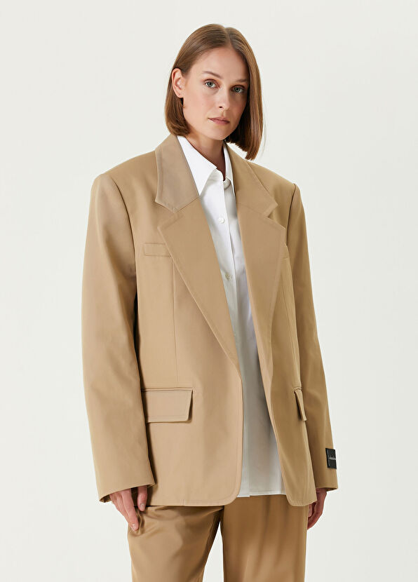 Alexander Wang Camel Beyaz Gömlek Detaylı Ceket - 1