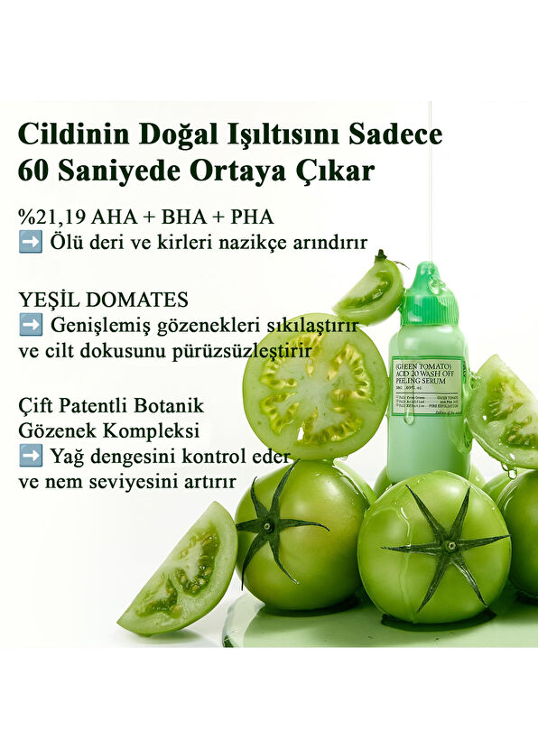 Fully Fully Green Tomato Acid 20 Wash Off Arındırıcı Peeling Serum 50 ml - 4