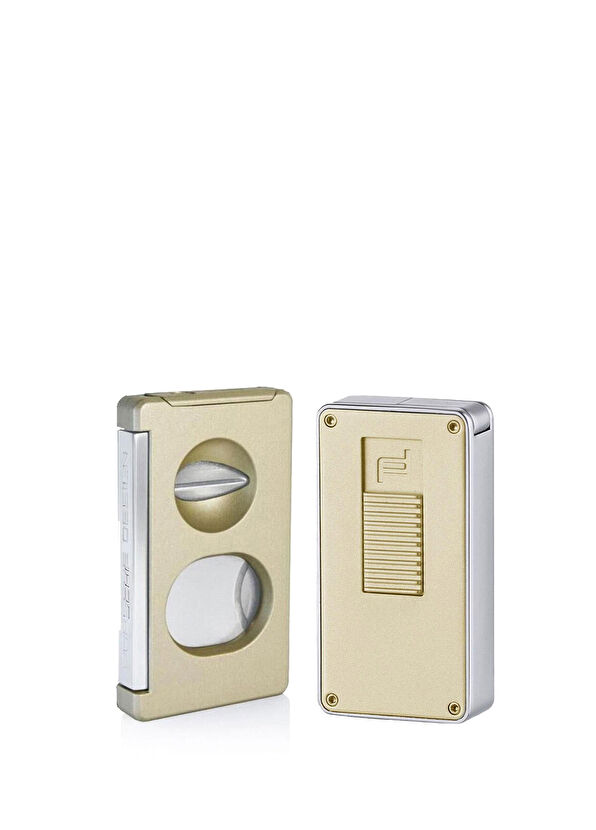 Porsche Design Titan Beige Double Cutter and Jet Cigar Lighter Set P3626-3648 - 1