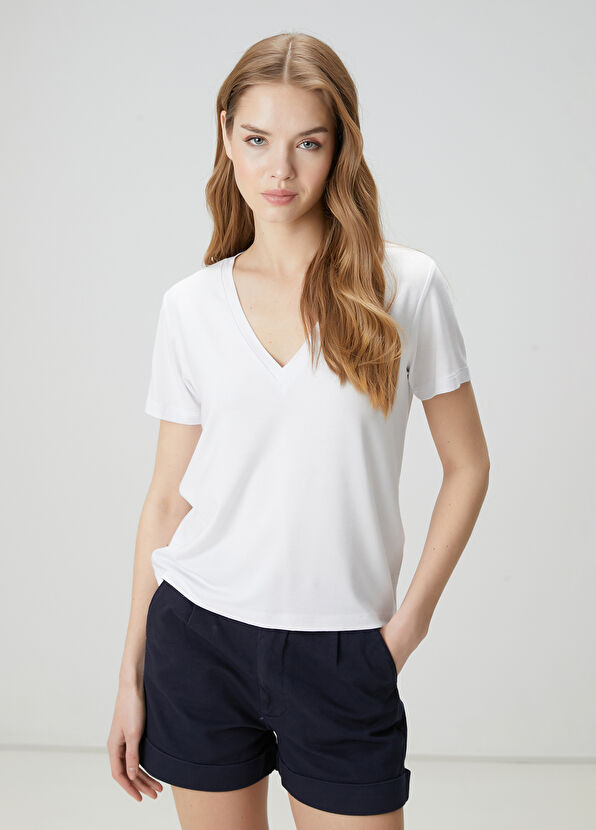 Beymen Club White Modal T-Shirt - 1