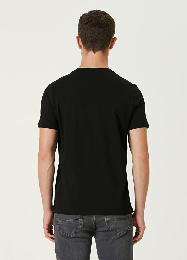 Beymen Club Siyah Flok Monogram Baskılı T-shirt - 4
