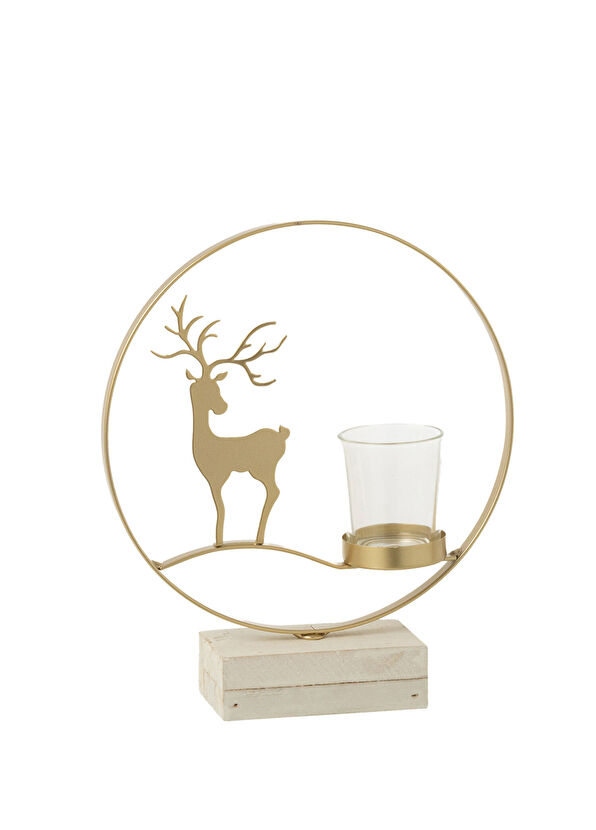 Chakra Yigo Coffee Deer Patterned Tealight Candle Holder - 1