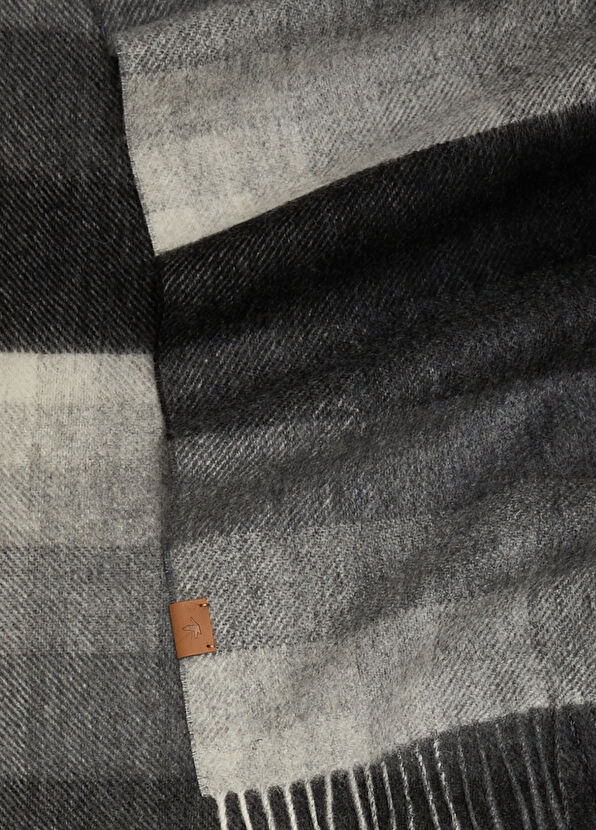 Beymen Club Gri Kare Desenli Erkek Yün Atkı - 3