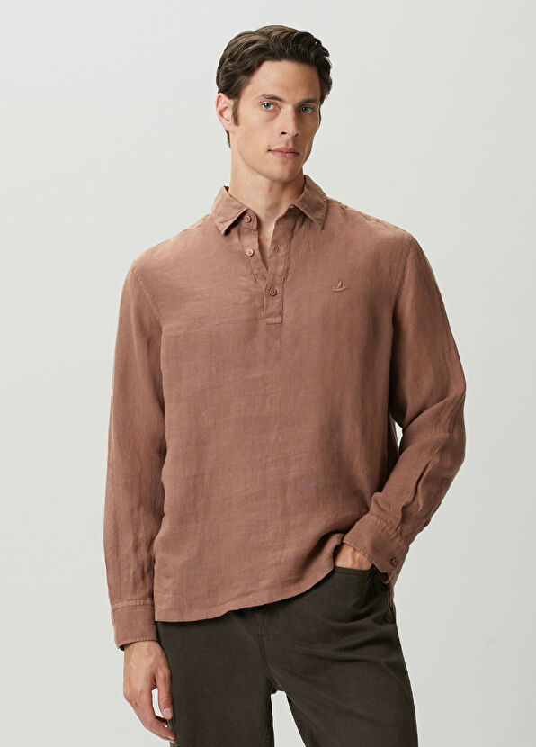 Beymen Club Comfort Fit Dusty Rose Linen Shirt - 2