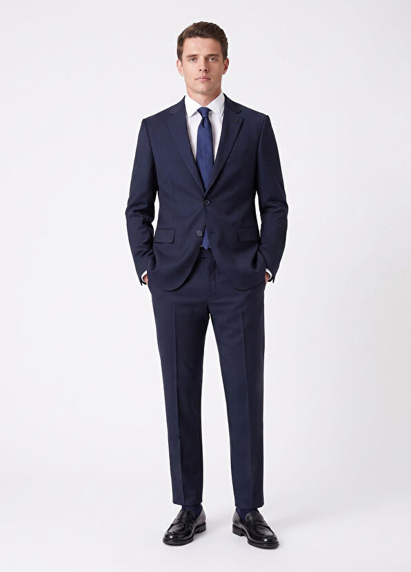 Beymen Club Navy Blue Wool Thin Classic Suit - 1