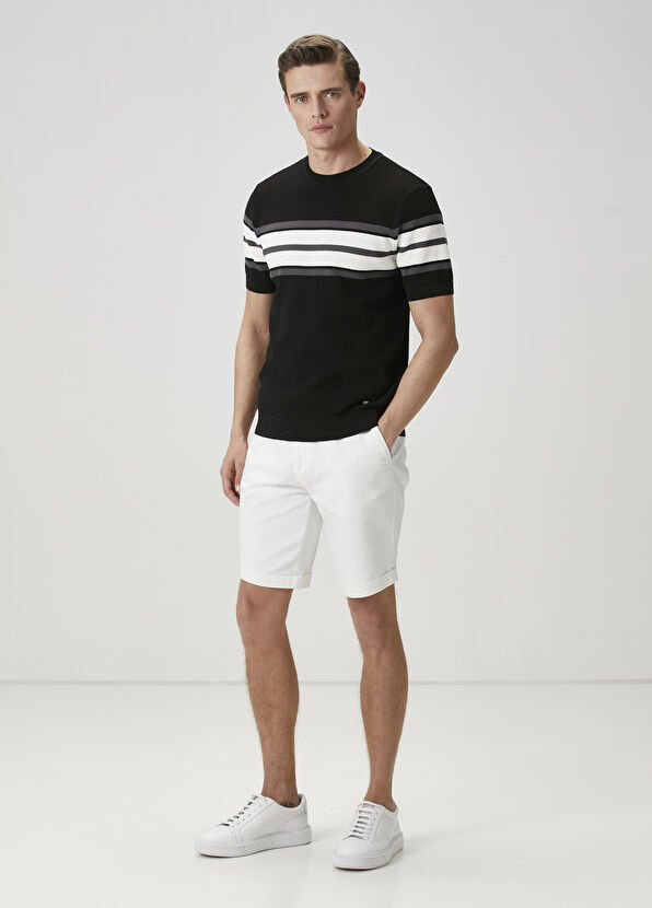 Beymen Club Black Colorblocked Jacquard Short Sleeve Sweater - 3