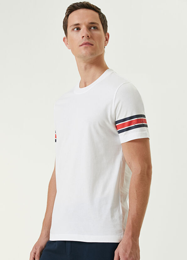 Beymen Club Beyaz Şerit Baskılı Logolu T-shirt - 2
