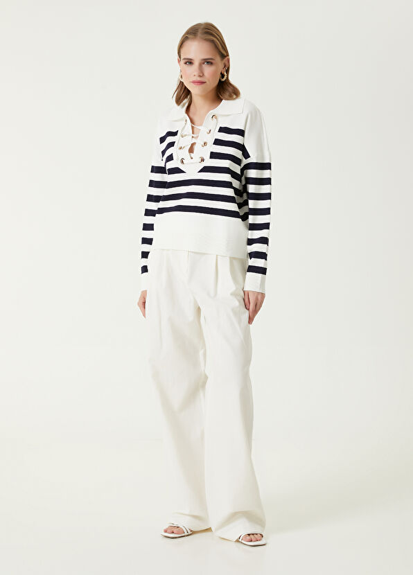 Beymen Club Lacivert Beyaz Çizgili Kazak - 3