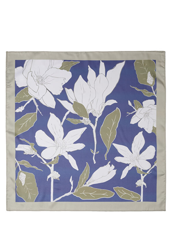 Beymen Club Blue Green Patterned Women's Satin Scarf - 1