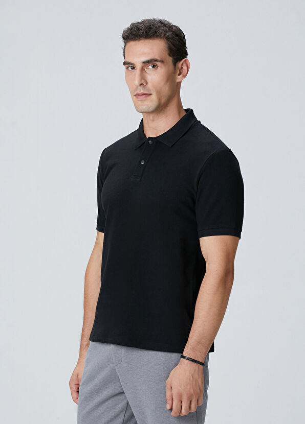 Network Siyah Çıtçıtlı Jakar Desen Kırılmaz Desen T-Shirt - 4